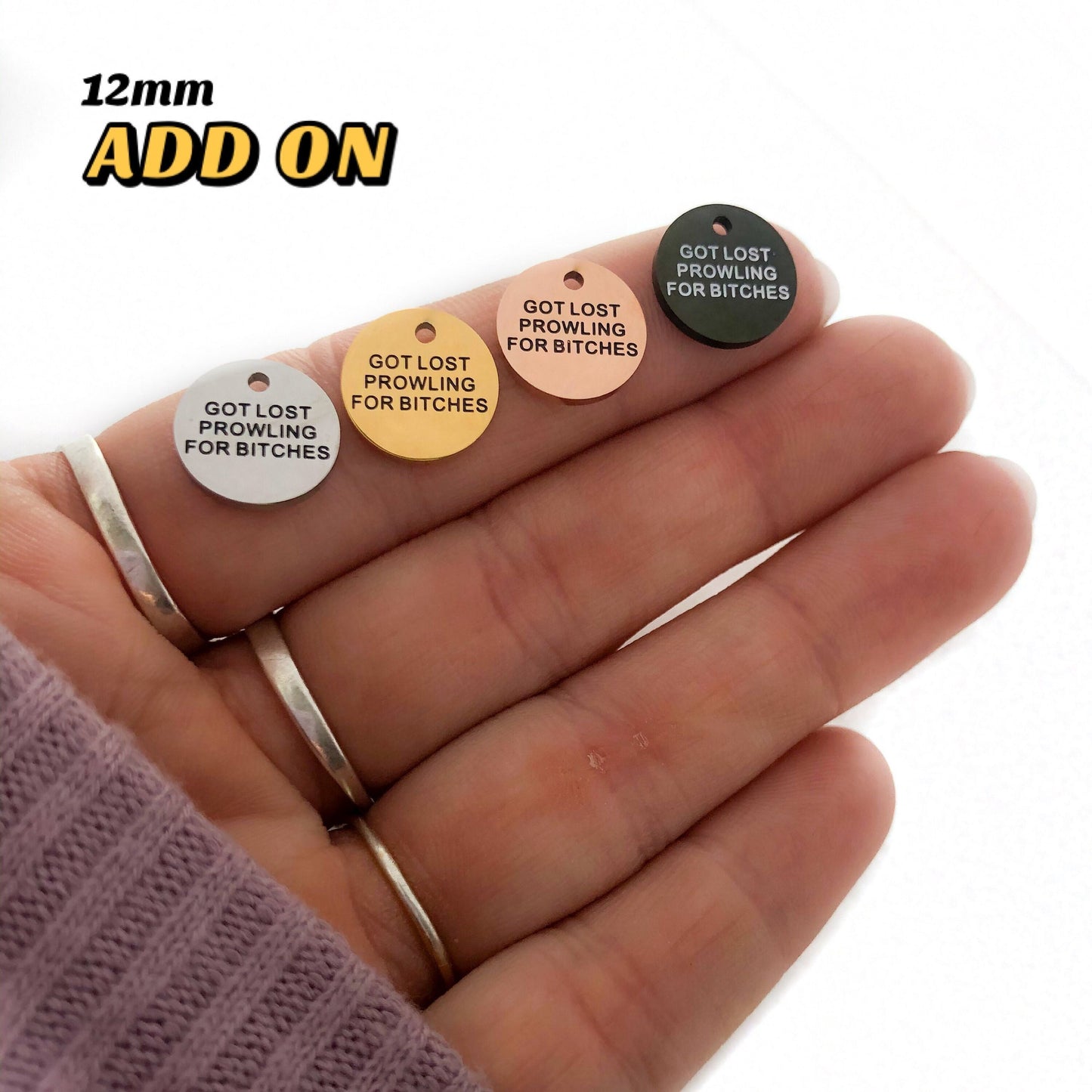 Got Lost Prowling For Btches Small Tag, Dog Collar, Small Pet Tag, Pet ID Tag, Pet Accessories, Engraved Tag, Cat Tag, Cat Collar Tag, 12mm