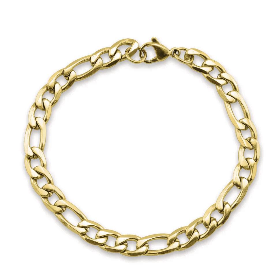 Gold Figaro Chain Bracelet, Chainlink Bracelet, Gold Jewelry, Chain Bracelet, Layering Everyday Minimalist, Charm Bracelet Chain, Adjustable