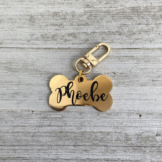 Custom Dog Bone Dog Tag, Engraved Stainless Steel Dog Tag, Pet ID Tag, Dog Tag Bone, Personalized Dogs Tag, Gold Dog Name Tag, New Dog Tag