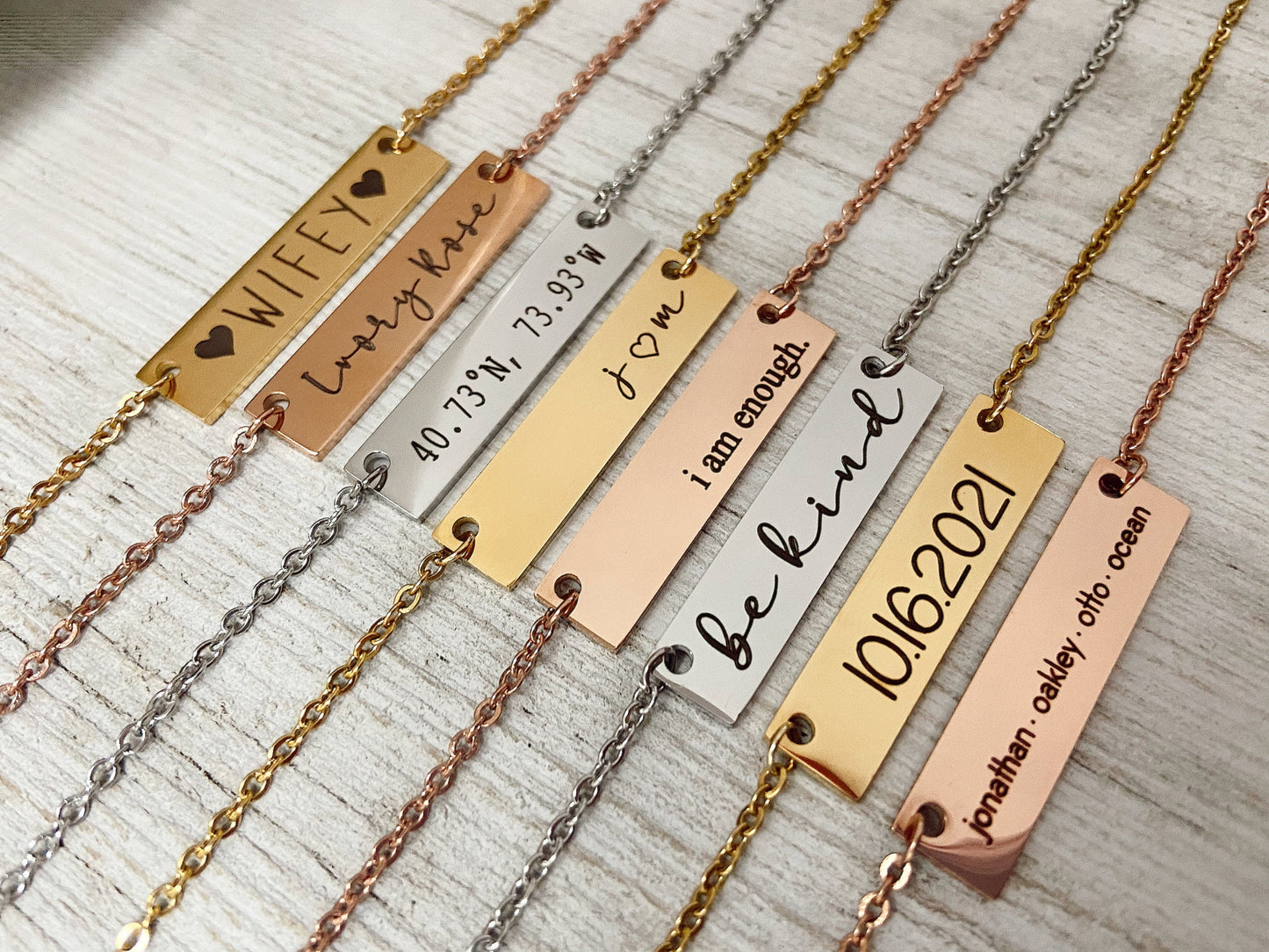 Gold Bar Necklace, Custom Name Necklace, Necklace with Nameplate, Personalized Bar Necklace, Gift for Her, Custom Necklace, Initial Necklace