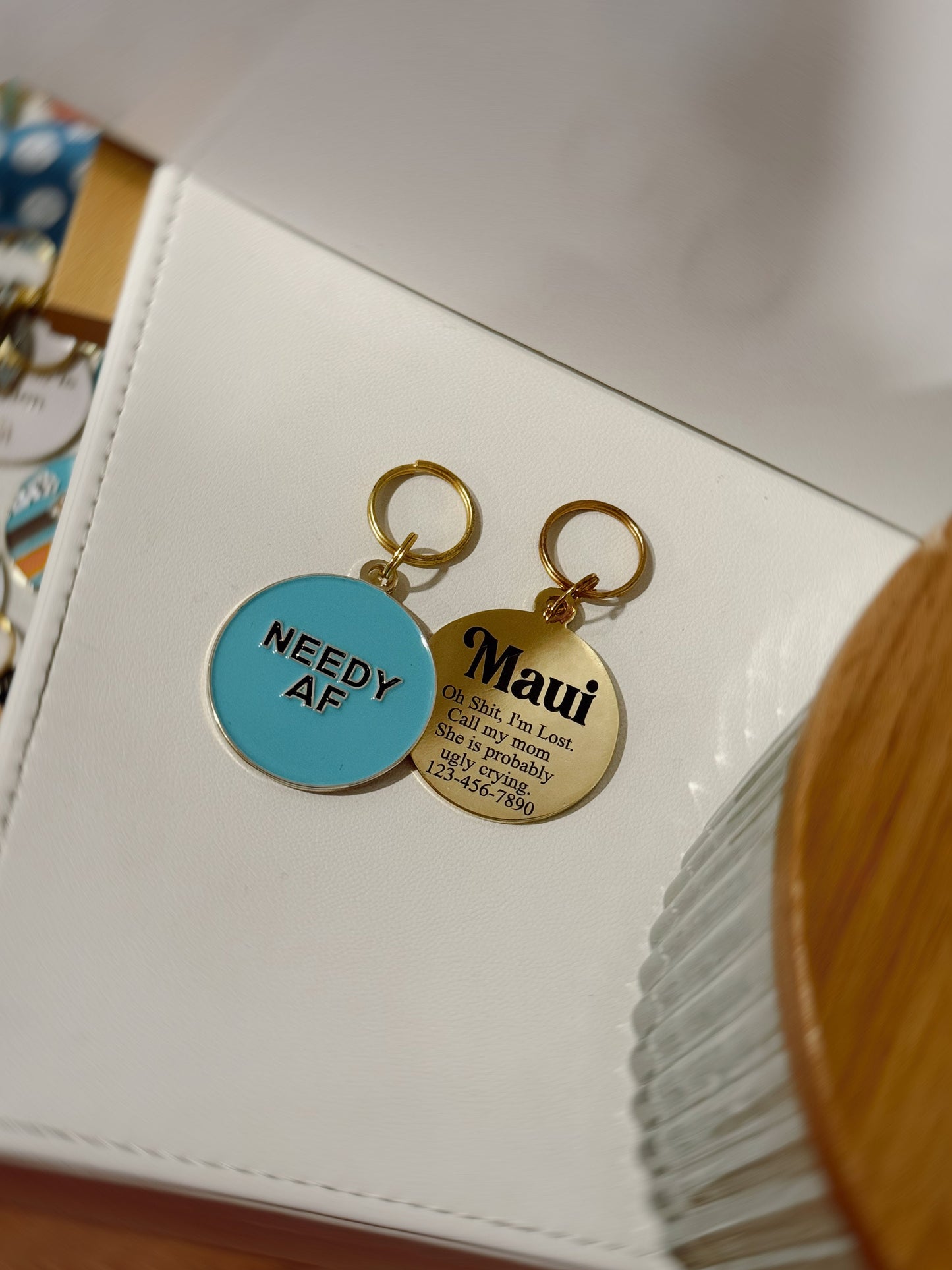 Needy AF Dog Tag, Blue Pet ID Tag, Personalized Pet Tags, Custom Dog ID Tags, Engraved Dog Collar Tag, Dog Tag with Name, Custom Pet Tag