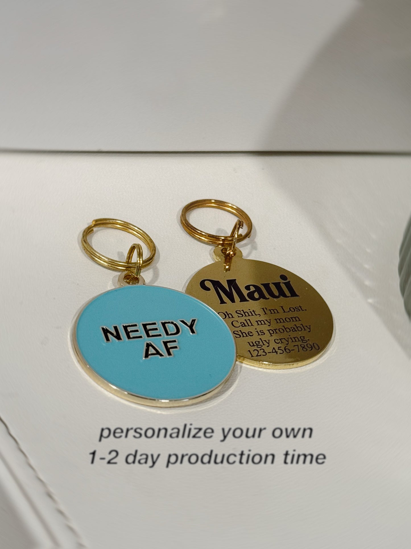 Needy AF Dog Tag, Blue Pet ID Tag, Personalized Pet Tags, Custom Dog ID Tags, Engraved Dog Collar Tag, Dog Tag with Name, Custom Pet Tag