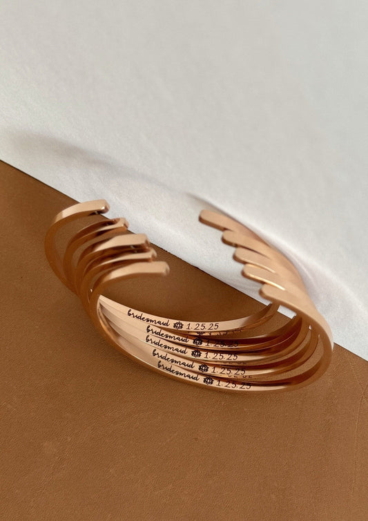 Personalized Bridesmaid Cuff Bracelet, Name Bracelet, Custom Stacking Bracelet, Customizable Wedding Party Gift, Engraved Name Cuff Bracelet