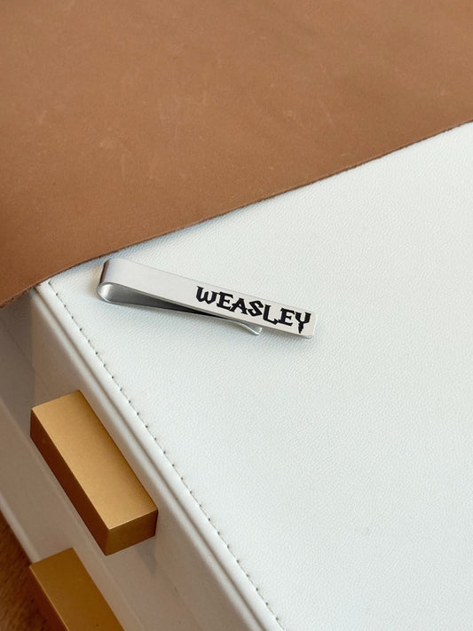 Harry Potter Mens Tie Bar, Custom Name Tie Clip, Personalized Tie Bar, Groomsmen Gift, Custom Gift for Dad, Groom Wedding Gift, Tie Clip,