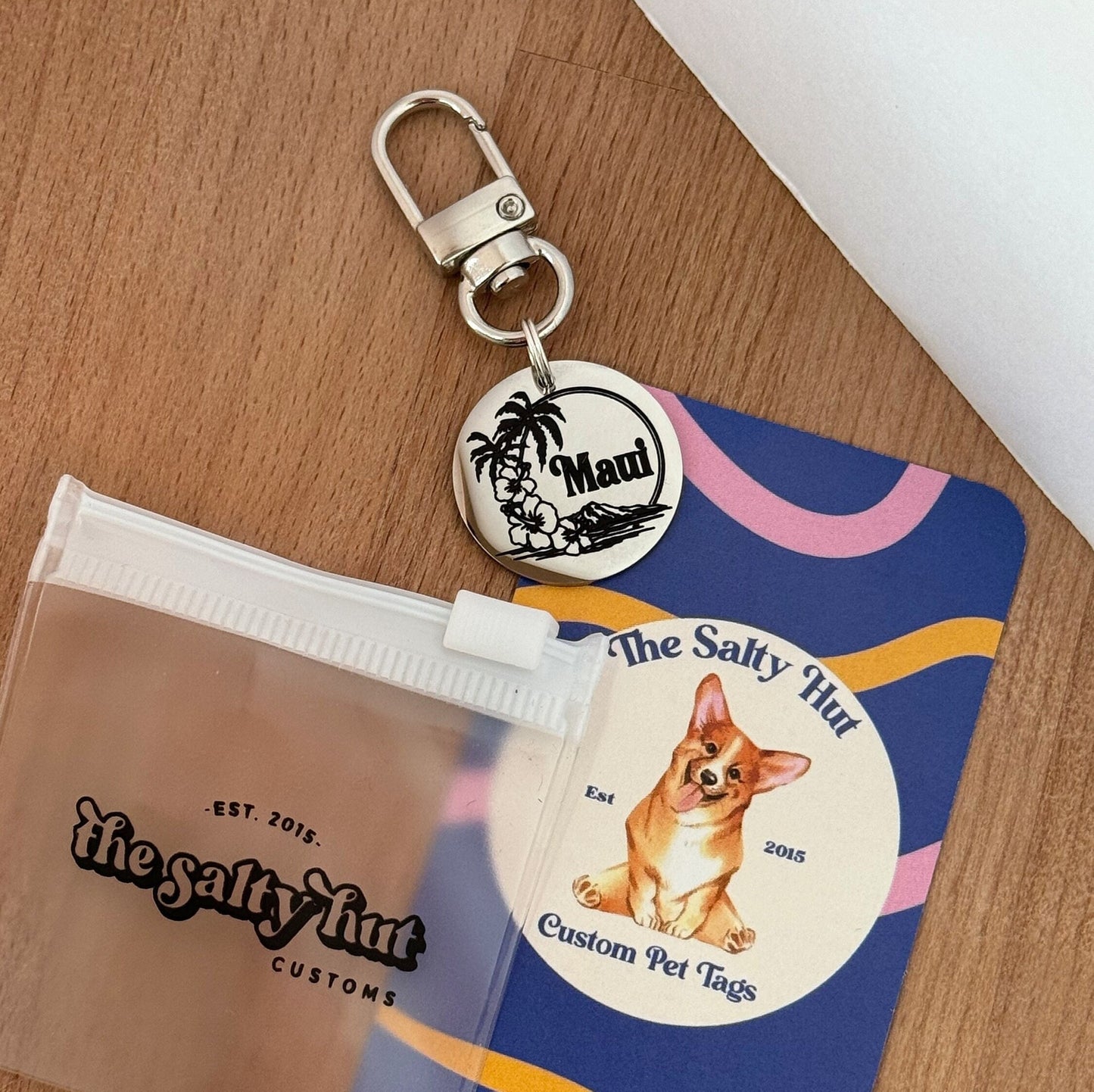 Tropical Dog Tag, Hawaii Beach Landscape Custom Pet Tag, Dog ID Tag, Pet Name Tag, Dog Tag for Dogs, Dog Collar Tag, Personalized Dog Tag