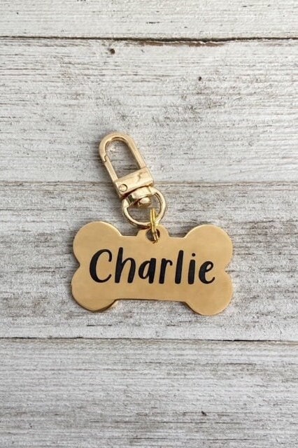 Gold Dog Name Tag, Dog Tag for Dogs, Pet ID Tags, Pet Tags, Custom Gold Dog Tag, Engraved Dogs Tag, Name Tag for Dogs, Personalized Dog Tags