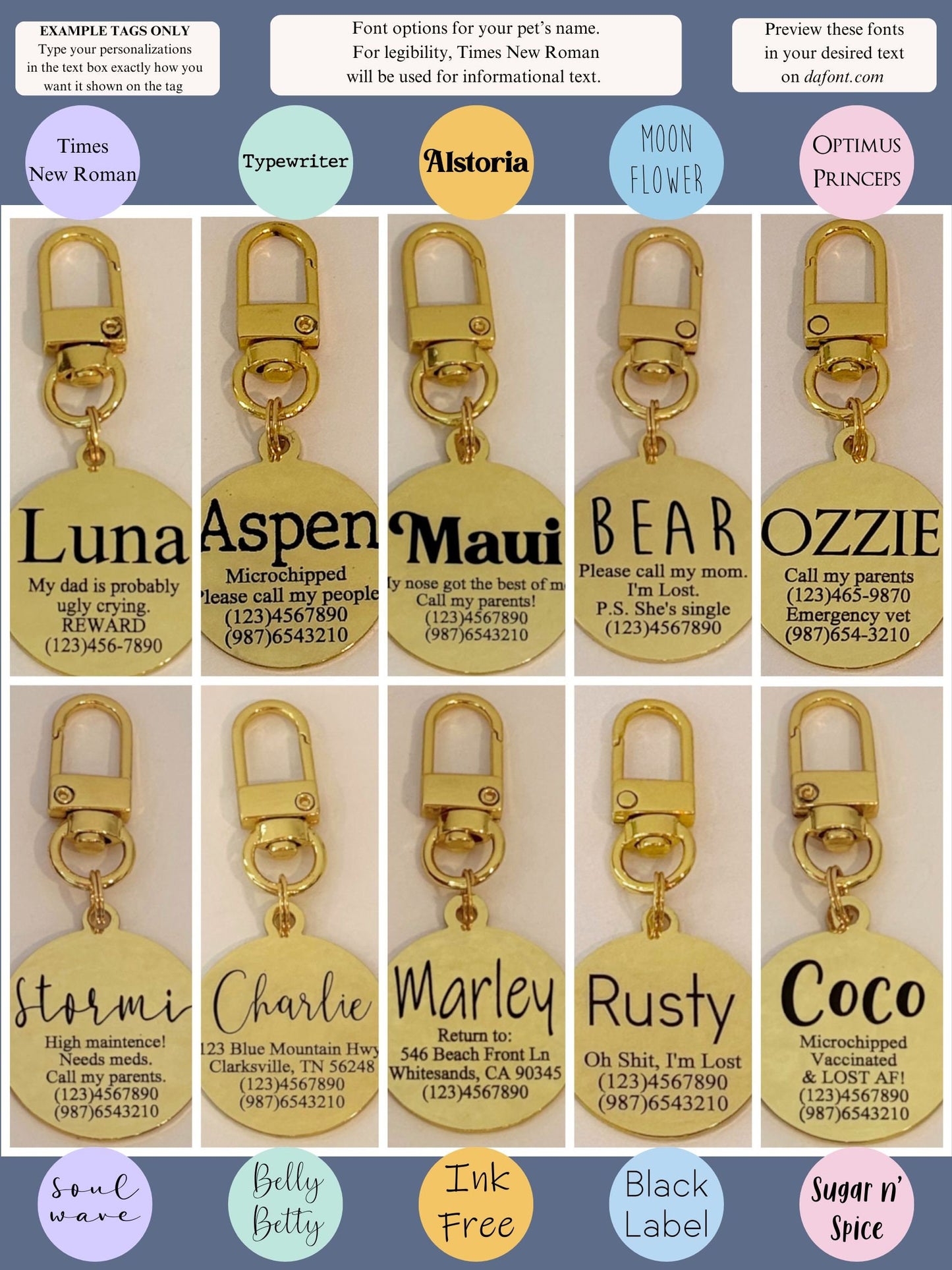 Kindness Is Golden Dog Tag, Blue Gold Pet ID Name Tag, Custom Engraved Dog ID Tag, Retriever Pet Tag, Dog Collar Tag, Personalized Dog Tags