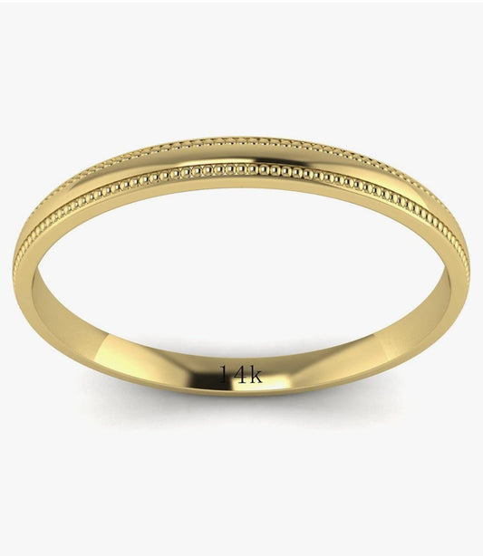 Custom Solid 14k Yellow Gold Ring, 2mm Ring, Comfort Fit Polished Wedding Ring, Women’s Wedding Band, Custom Engraved Real Gold Wedding Ring