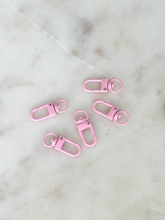 Pink Attachment Clasp, Pet Tag Clip, Purse Clip, Swivel Keychain Clasp, Dog Tag Easy Removal Clip, Breast Cancer Awareness, Bag Clip Ring