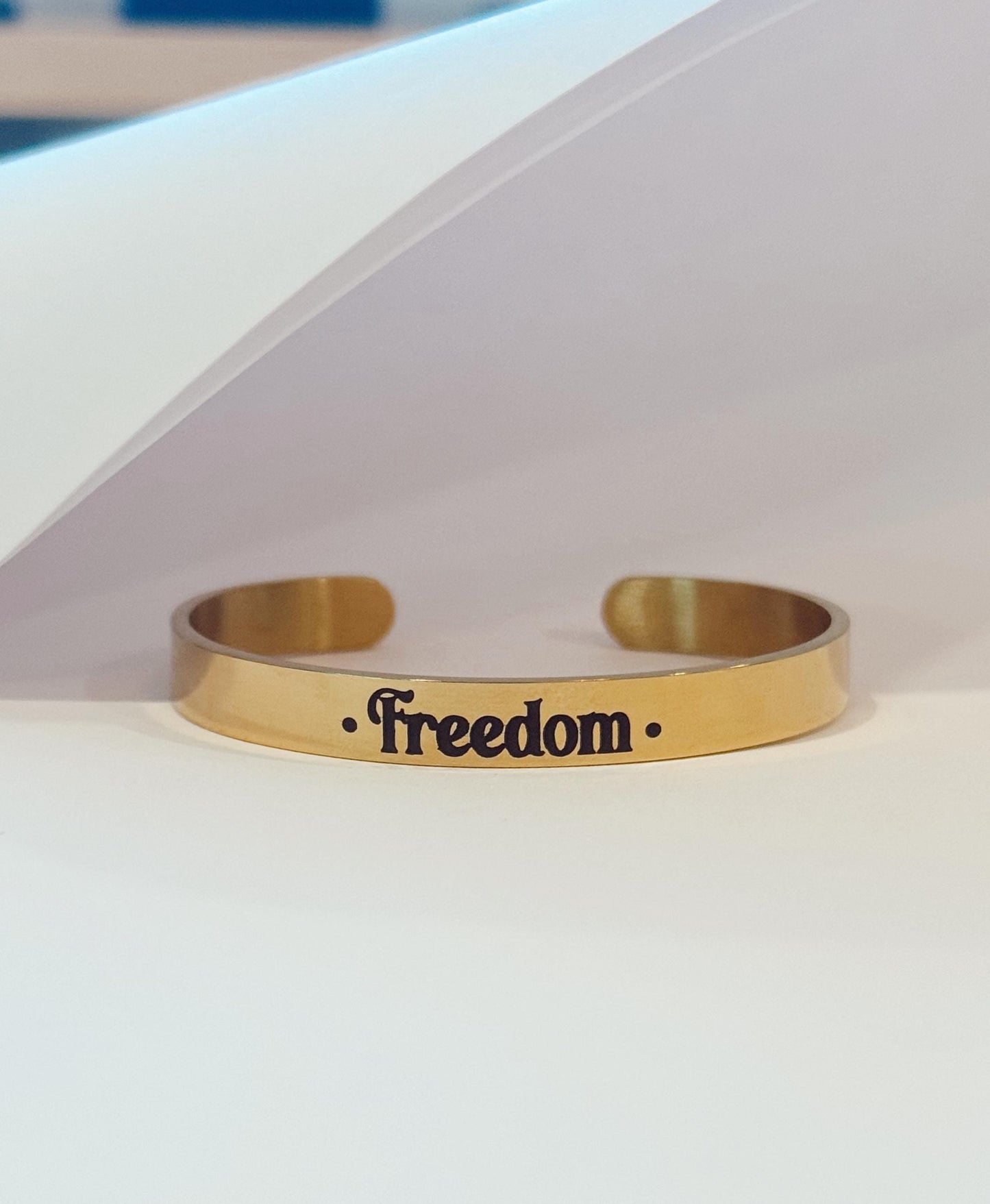 Freedom Bracelet, Gold Cuff Bracelet, United States of America, USA Jewelry, Inspirational Gift, Liberty Independence Gift, American Patriot