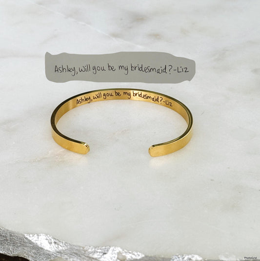 Bridesmaid Bracelet, Custom Handwriting Cuff Bracelet, Handwriting Bracelet, Handwriting Jewelry, Handwritten Bracelet, Wedding Jewelry Gift