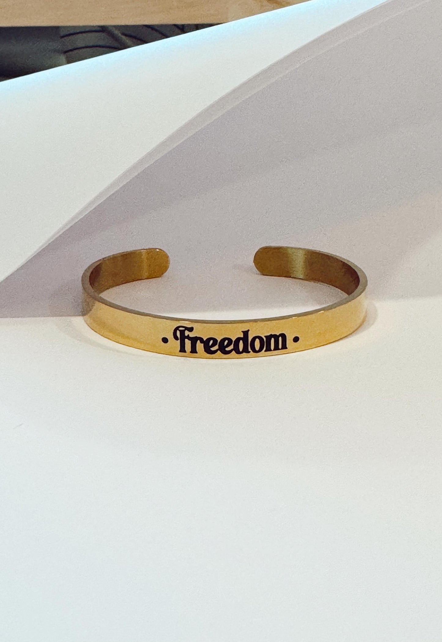 Freedom Bracelet, Gold Cuff Bracelet, United States of America, USA Jewelry, Inspirational Gift, Liberty Independence Gift, American Patriot