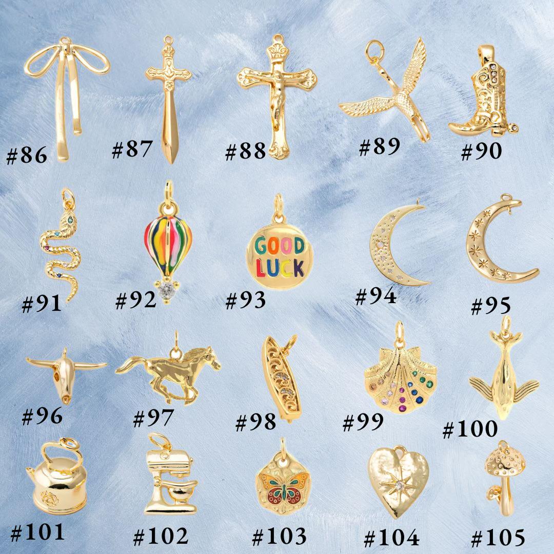 Gold Charm Necklace Charms, Gold Heart Charm, Engraved Gold Charm, Gold animal charm, Gold charm bracelet, Gold lock charm, small gold charm